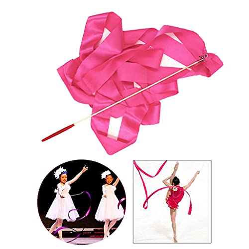 Tachiuwa Flâmulas de de Dança Coloridas Varinha de de Dança para Ginástica Rítmica 4 Metros, Rosa ve