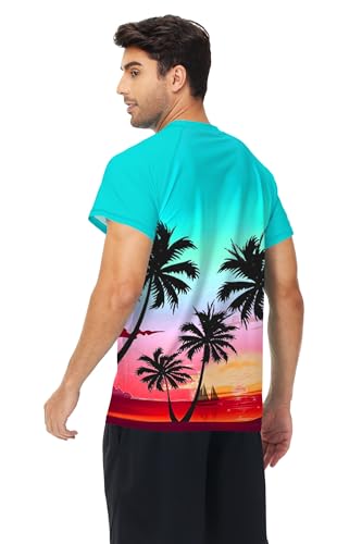 Image of AOBUTE Mens Swim Shirts Short Sleeve UPF 50+ Sun Shirt Quick Dry Rash Guard Fishing Swimming Shirt