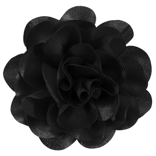 Image of 6.3 inch Large Flower Rose Brooch Pins for Women Fashion | Elegant Black Rose Hair Clip Large Flower Brooches for Women, Floral Clips & Lapel Brooch Pin for Dresses, Must Have in Fashion Dress Accessories