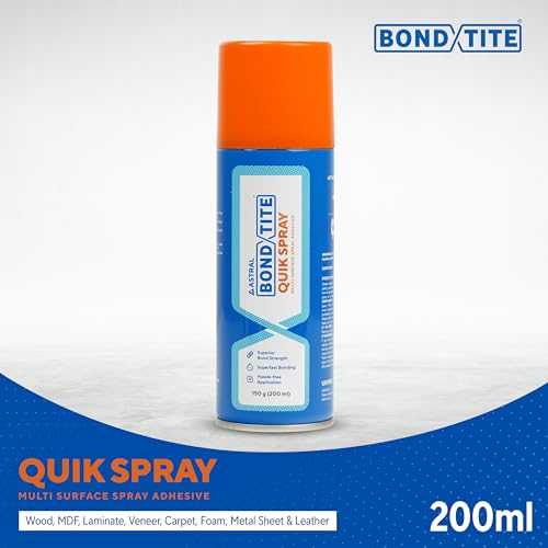 Image of Bondtite Quik Spray 200ml, Super-Fast Bonding High-Strength DIY Sprayable Adhesive, Multi-Purpose Glue for Crafts, Woodworking, and Household Repairs, Heat Resistant up to 120C