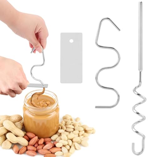 3 Pcs Peanut Butter Stirrer, Stainless Steel Nut Butter Mixer for Hand Mixers and Drills Peanut Butter Stirring Tool Jam Stirring Tools Fast Mixing Stirrer Utensil for Mixing Various Butter Jam