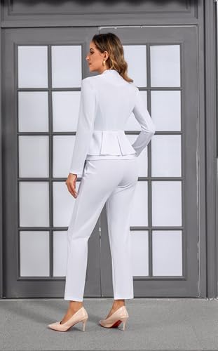Elegant White Women's Business Suit Set - Effortless Style for Work and Beyond - Image 2