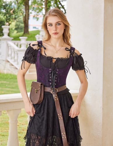Image of Scarlet Darkness Corset Tops for Women Renaissance Underbust Corset Boned Lace Up Corsets