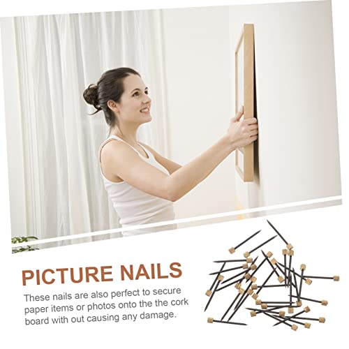 Image of 50pcs Copper Caps Nails Furniture Picture Hanging Nails Construction for Home Office Decor Strong and Accessories for Wall Mounting