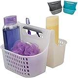 Large Two Compartment Plastic Shower Bath Organizer Tote with Soft Grip Non-Slip Handle - Single Tote, Colors May Vary