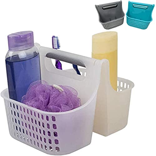 Joey'z Large Two Compartment Plastic Shower Bath Organizer Tote/Caddy With Soft Grip Non-Slip Handle - Single Tote, Colors May Vary #TOP17