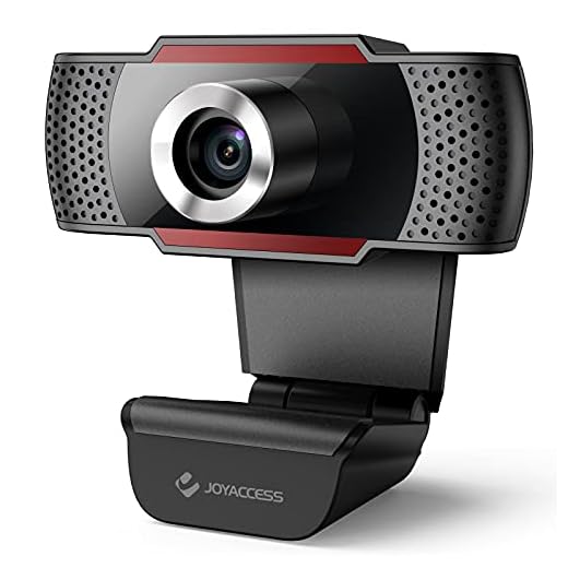 JOYACCESS Webcam 1080P con microfono, webcam USB Plug and Play, grandangolo 105°, correzione automatica della luce, compatibile con Windows, MacOS
