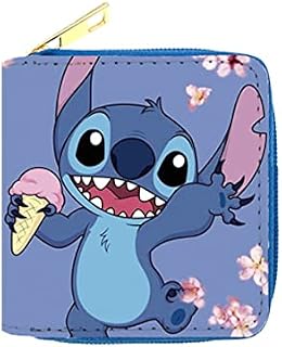Stitch Wallet Purse for Boys Girls Men Women Kids Teen Anime Design Leather Coin Bifold Bi-fold Wallets Purses Pouch Pouches Credit Card Cute Kawaii Cool Cartoon Minimalist Thin