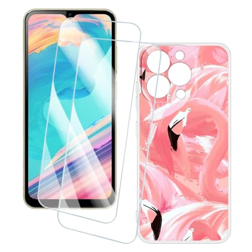 OAGELIM 2�Z�b�g �X�N���[���v���e�N�^�[ + �P�[�X Oukitel C3 2025 (6.52 �C���`) �Ƃ̌݊������� �A�[�e�B�X�e�B�b�N�J�X�^���v�����g�J�o�[�Ƌ����K���X�t�B���� �X�N���b�`�h�~ (�t���~���S)