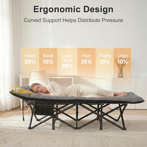 Image of ABORON XXL Camping Cot for Adults 900LBS - 78 inchx32 inch Oversized Folding Bed with Mattress Pad, Heavy Duty 1200D Oxford Outdoor Cot with Carry Bag