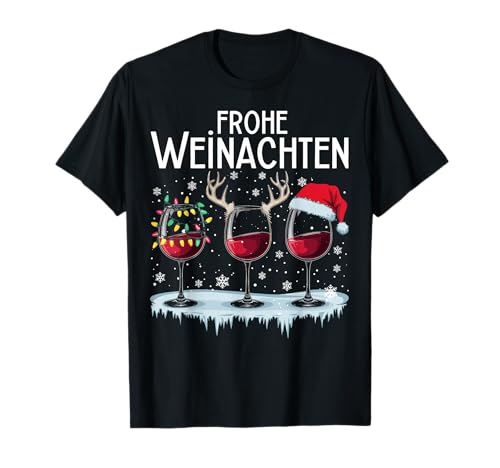 Frohe Weihnachten Rentier Lichterkette Santa Claus Lustig T-Shirt