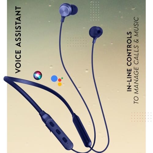 Image of Zimo AeroFlex Bluetooth 5.2 Wireless in-Ear Headphones, 18Hrs Playtime, Deep Bass, HD Calls, Dual Device Pairing, Voice Assist, Type-C Fast Charge Wireless Neckband, IPX4 (Navy)