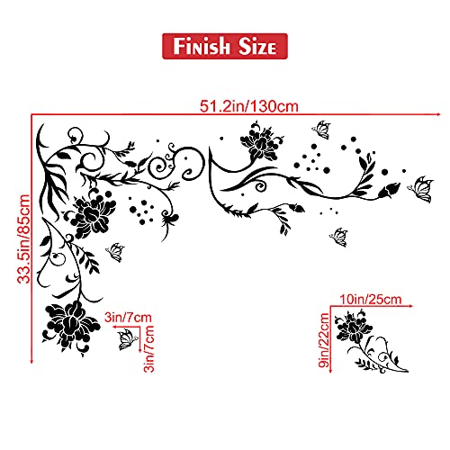 Vinilo Decorativo Black Vines Flores, 2 piezas 30x90 cm miniatura 7