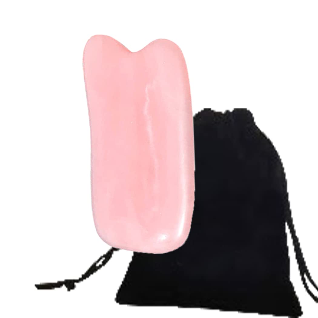 Natural Pink Facial Massager - Gua Sha Scraper Massager - Face Slimming SPA Beauty Massage Set - Use