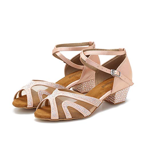 Image of TTdancewear Rhinestones Ballroom Dance Shoes Women Latin Salsa Bachata Performance Dance Shoes Suede Sole