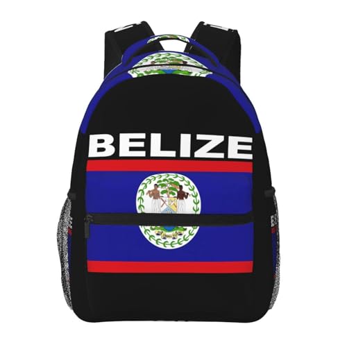 SEOCKA Belize Flag Casual Backpack Travel Pack Bag Laptop Backpacks With Side Pockets Front Zipper Pockets Bookpack Daypack Picnic Rucksack Computer Bag