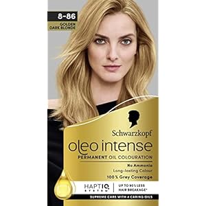 Schwarzkopf Oleo Intense Permanent Oil Colour 8-86 Golden Dark Blonde Hair Dye, 100% Grey Coverage, Conditioner with HaptIQ System, Long-Lasting Colour, Ammonia Free Hair Dye