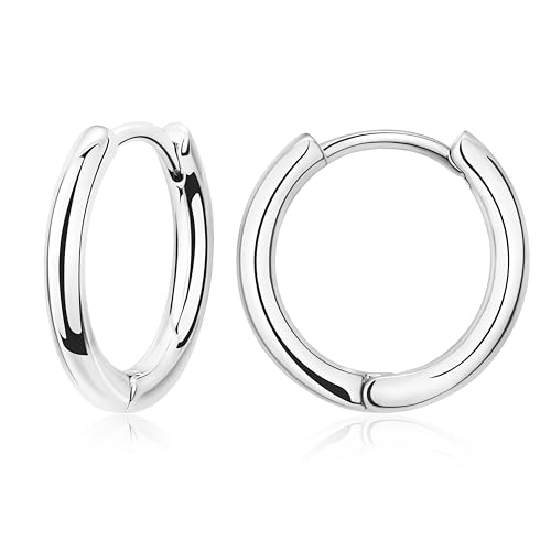 Gokeey One Pair 316L Stainless Steel Small Hoop Earrings for Women, Cute Huggie Earrings for Women, Hypoallergenic Cartilage Earrings Hoop Silver Hoop Earrings for Multiple Piercing Jewelry Gift 10mm