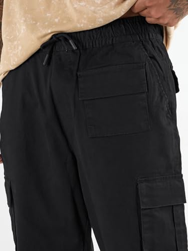 Image of Bewakoof Men's Oversized Fit Mid Rise Cargo Trousers|Loose Fit Street-Style Comfort | Utility Pockets | Everyday Wear