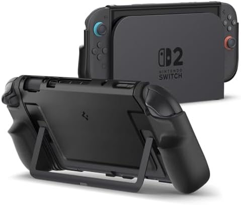 Spigen Dual Grip Designed for Nintendo Switch 2 Case (2025) Dockable Controller Cover Compatible with Kickstand and Enhanced Grip - Black