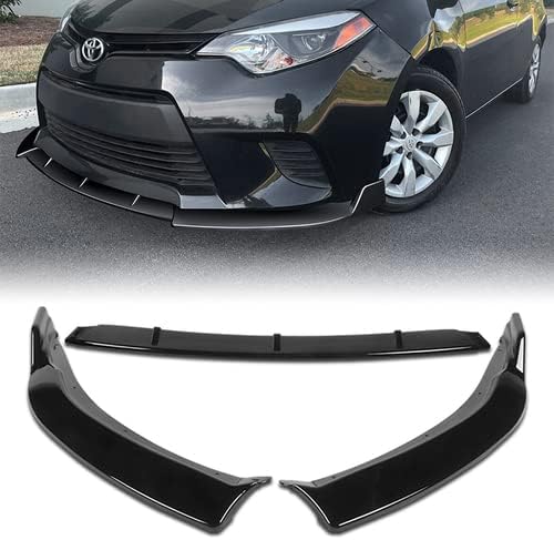 3 Pieces Front Bumper Lip Spoiler Splitter Side Body Kit Trim Protection Compatible with 2014-2016 Toyota Corolla Base L LE Model, 2015 (Painted Black)