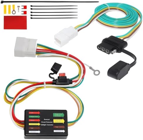 MECMO 4-Pin Trailer Wiring Harness 56217 for 2008-2019 Toyota Highlander, for 2018-2022 Lexus RX 350/350L, Custom 4 Way Flat T-Connector Plug and Play Towing Hitch Wire for Trailer Light Connect