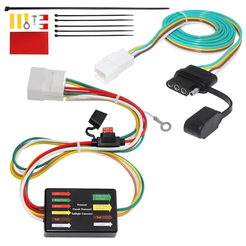MECMO 4-Pin Trailer Wiring Harness 56217 for 2008-2019 Toyota Highlander, for 2018-2022 Lexus RX 350/350L, Custom 4 Way Flat T-Connector Plug and Play Towing Hitch Wire for Trailer Light Connect