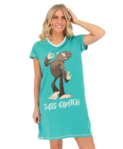 Image of Lazy One Women's Novelty Nightshirt - Funny Cotton Nightgown, Cute V-neck Sleep Shirts, Women's Sleepwear