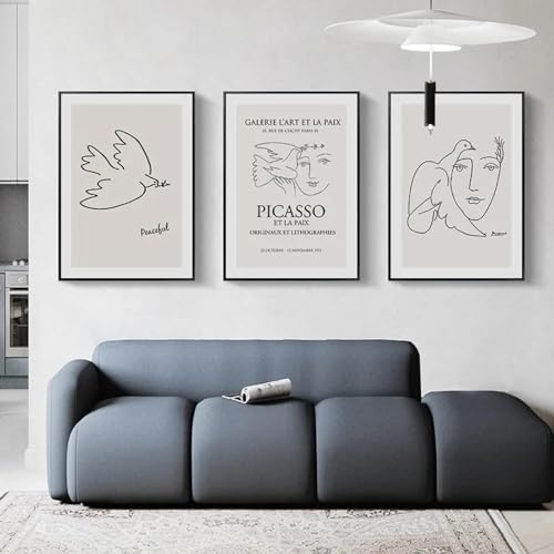 Picasso Colombe de la Paix affiche abstraite 60x90 cm salon x3