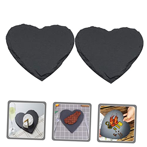 Assiettes de collation 20x20 cm ardoise noire de cœur plateau de service sushis et desserts