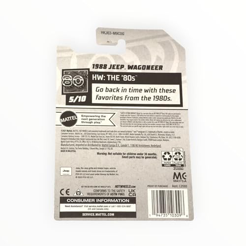 Hot Wheels 1988 Jeep Wagoneer, The '80s 5/10, Black, 52/250 Die-cast Model Car