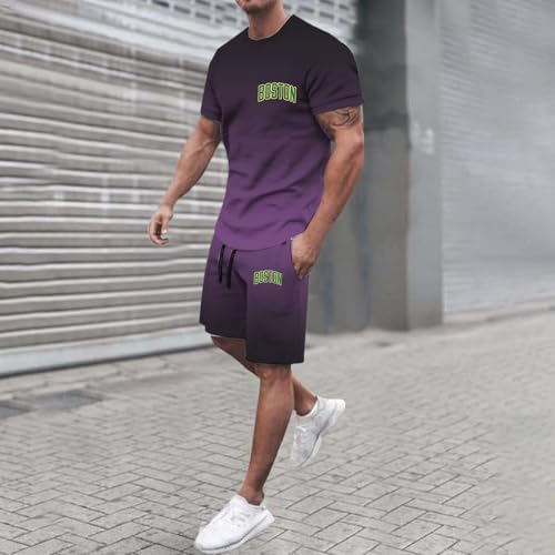 Ensemble T-Shirt Ample Homme à Imprimé Lettres pour l'Été - 3