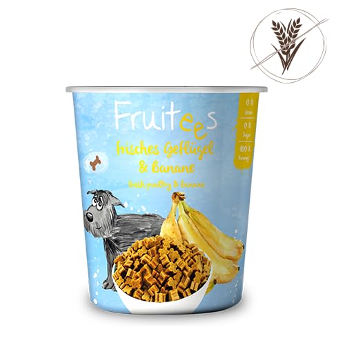 bosch Finest Snack Concept | Fruitees frisches Geflügel & Banane | Ohne Getreide | softe Hundeleckerli für Training oder als Snack| 4er Pack mit 4 x 200g