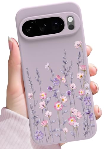 SOPROCAS for Google Pixel 10 Pro XL Case,Cute Floral Design for Women Girls,Soft Slim Drop Protection Flowers Silicone Phone Cover with Shockproof Anti-Scratch Microfiber Lining,Colorful Flower