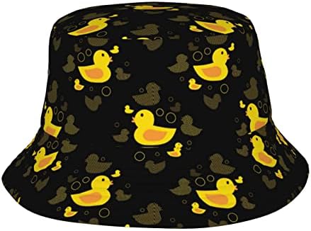Yellow Duck Polka Dot Bucket Hat for Women Men Unisex Vintage Print Fisherman Cap Packable Casual Fashion Trendy Lightweight Summer Travel Beach Sun Hats for Outdoor Headwear