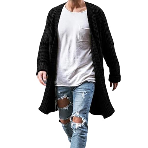 Mens Open Front Long Cardigan CasualKnited Cardigan Sweaters Fall Winter Lightweight Overcoat Trench Tops