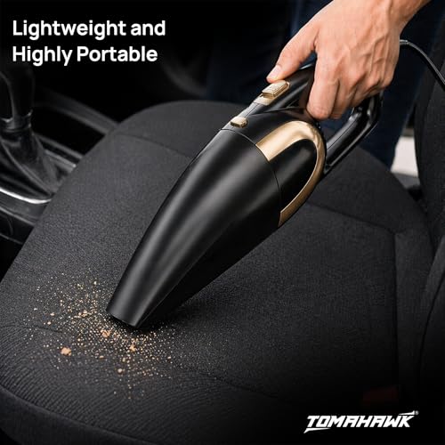 Image of Tomahawk Electric Car Vaccum Cleaner for Car & Wet Cleaning with Suction Power 5000pa | 4.5 Meter Power Cord Cable -12V DC Supply | 120 W Rated Power | 150ml Dust Cup Capacity (Electric)