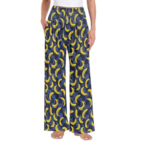 Pantalon palazzo taille haute confortable avec poches pour camoufler les formes