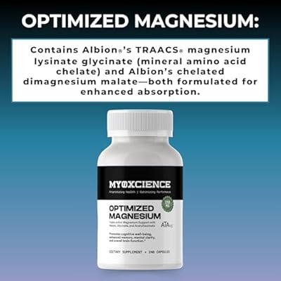 MYOXCIENCE Optimized Magnesium Glycinate + Magnesium Taurate (as ATAmag) for High Brain Bioavailability to Support Stress Relief and Sleep | 80 Servings