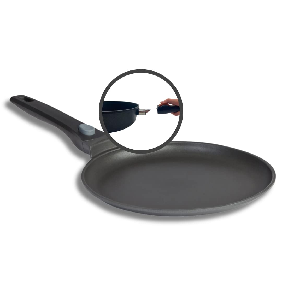 skk 14425 Serie 6 Plus Crepe - Sartén para crepes, apta para inducción, mango extraíble, aluminio fundido, revestimiento antiadherente