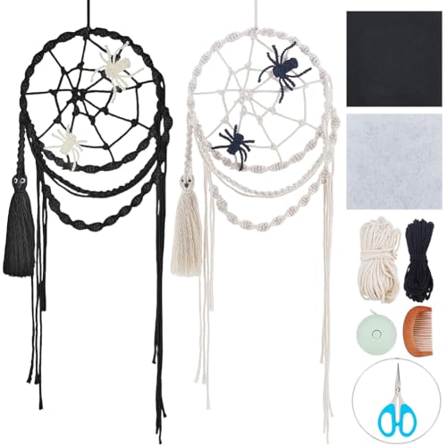 Spider Webs Done Right: Materials and Techniques 7 BEUNITONE 2Pcs Wall Hanging Macrame Kit for Beginners-Spiderweb with Instruction Manual 8.26x8.26 Inches Creative Giftable Festivial Ornaments for Indoor Party and Yard - WallMounted Spider Web Kit