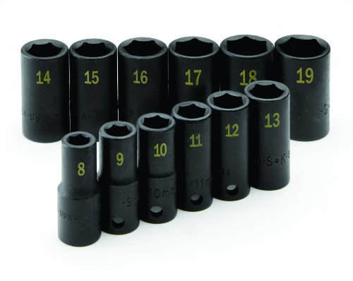 Best Cyber Deals 🔥 SK Hand Tool 4080 Drive Semi-Deep Metric Impact Socket Set, 3/8-Inch