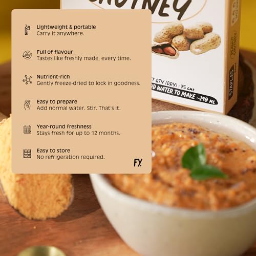Image of Chutnefy Peanut Chutney | 250g Freeze-Dried Instant Dry Mix | Just Add Water to Make 15+ Servings (800 g) | 0% Preservatives or Additives