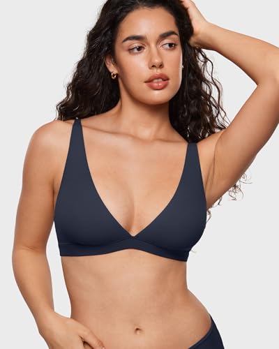 Image of INLYRIC Women's Inbarely Soft Plunge Bralette - Deep V Unlined Triangle No Padding No Underwire Sexy Comfort Sleep Bra