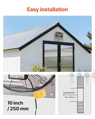 Image of VEVOR 30 Inch Shutter Exhaust Fan Wall Mounted Automatic Louvers Silver, Sturdy Steel Housing, Low Noise, AC Motor, 8099 CFM Ventilation and Cooling for Attic, Garage, Barn, Greenhouse, Workshop
