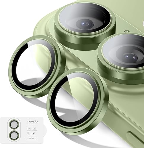 Image of Choiche Camera Lens Protector Compatible for iPhone 17 (Green) - 9H Tempered Glass Camera Cover, HD Clear Anti-Scratch Screen Protector with Metal Ring Decoration, Case Friendly, Night Shot Safe