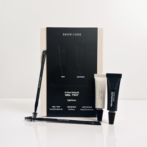 Brow Tint Kit - Two-Step Gel Tint Formula, PPD-Free & Peroxide-Free (Light Brown)