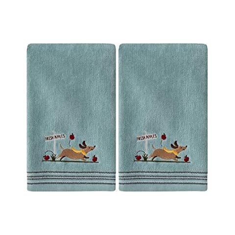 SKL Home by Saturday Knight Ltd. Dog With Apples 2 Pc Hand Towel Set, Aqua Cover