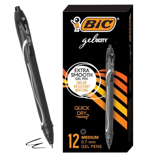 12-Count BIC Gelocity Quick Dry 0.7mm Medium Retractable Gel Pens