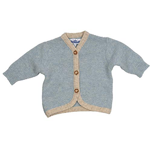 Maglione in Lana Merino, Color Azzurro, con Bottoni Effetto Legno, Taglia 110/116